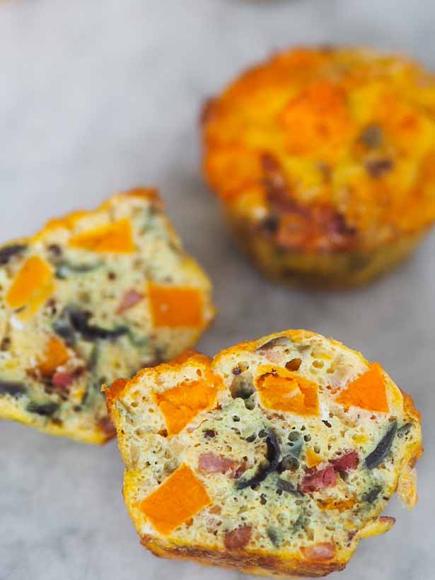 æggemuffins med sød kartoffel