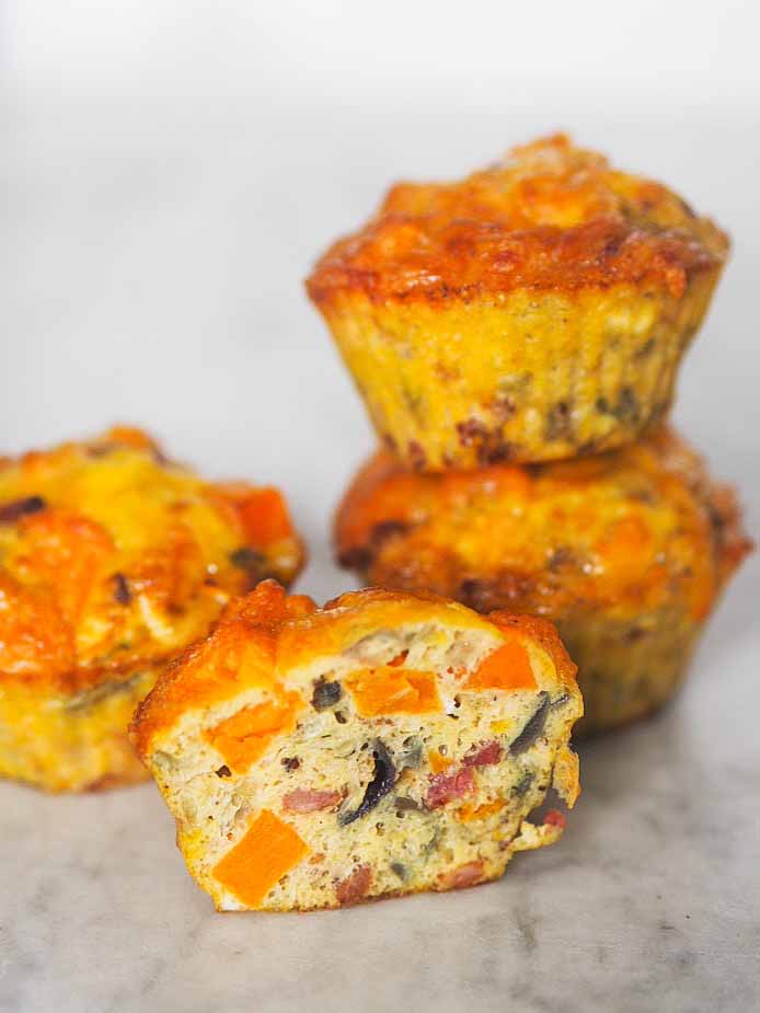 æggemuffins med sød kartoffel