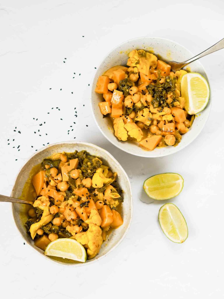 Vegetarisk ret med butternut squash og lime