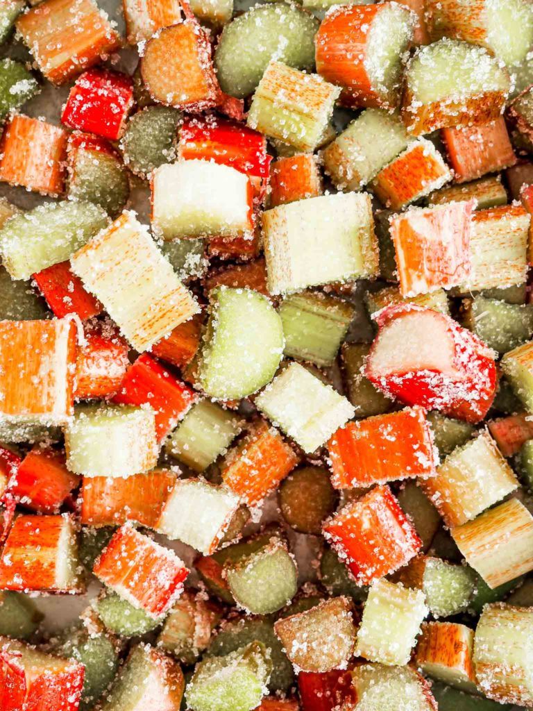 rabarberkage med kokos og hvid chokolade
