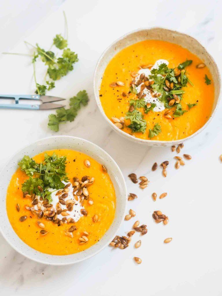 suppe med butternut squash og røde linser