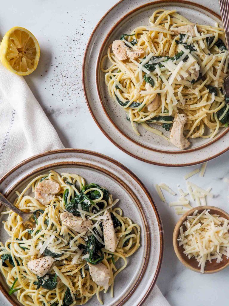 sund pasta med kylling og spinat