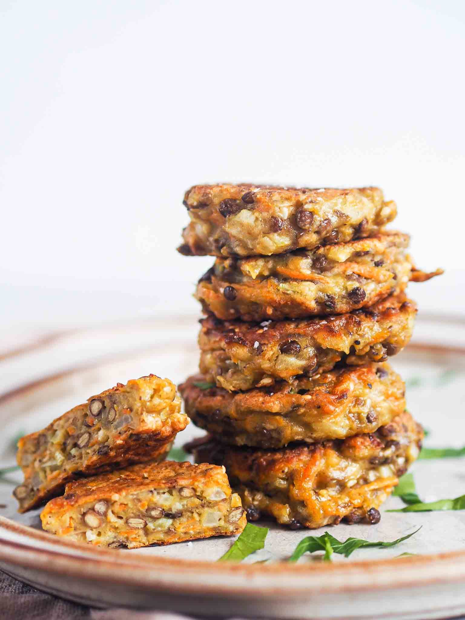 Vegetariske linsefrikadeller med grønne linser