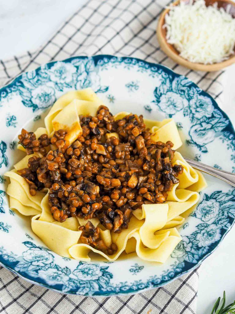 pasta med grønne linser