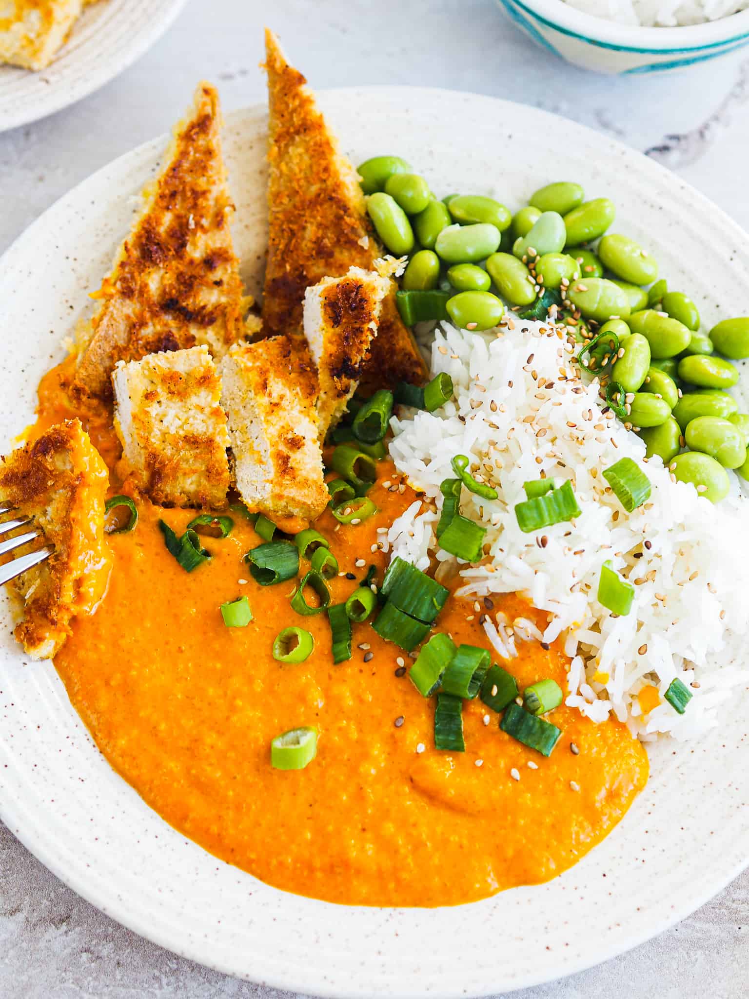 Tofu katsu - paneret tofu og karrysovs med grøntsager