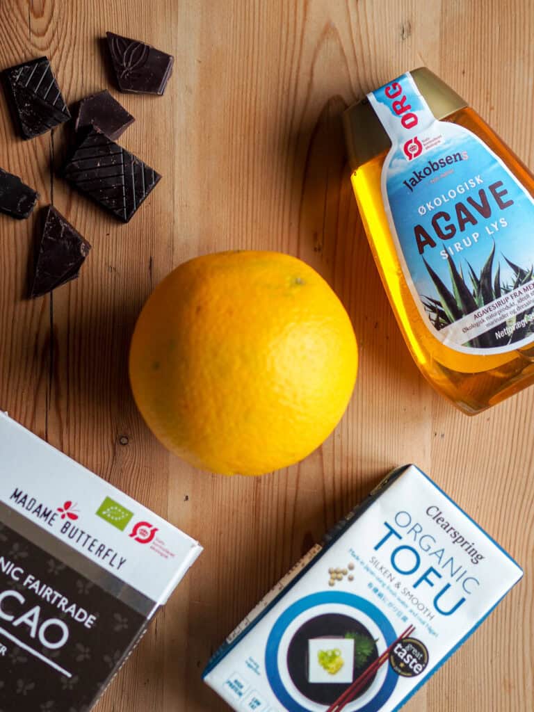 ingredienser til chokolademousse med tofu