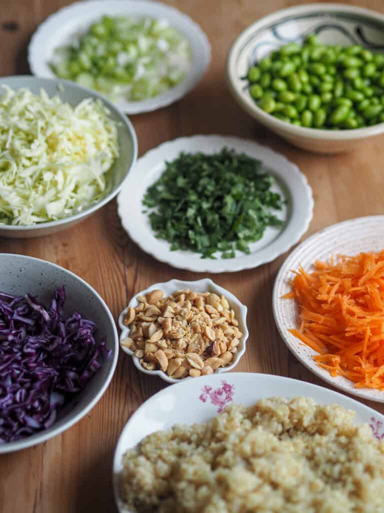 Ingredienser til quinoasalat