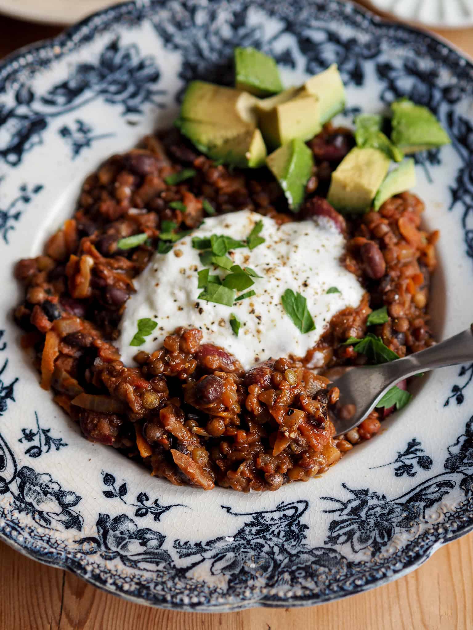 Chili sin carne med anicialinser