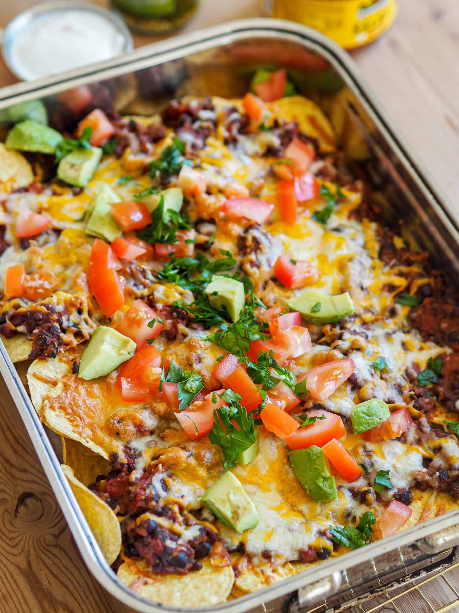Vegetar nachos med belugalinser